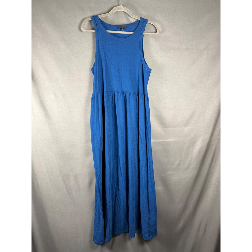 J.Crew Maxi Dress Women M Blue Sleeveless Cotton Jersey Empire Waist Pullover